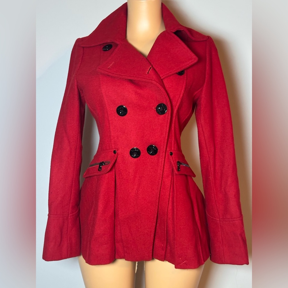 Guess Los Angeles Vintage Wool Blend Women's Scarlet Trench Coat